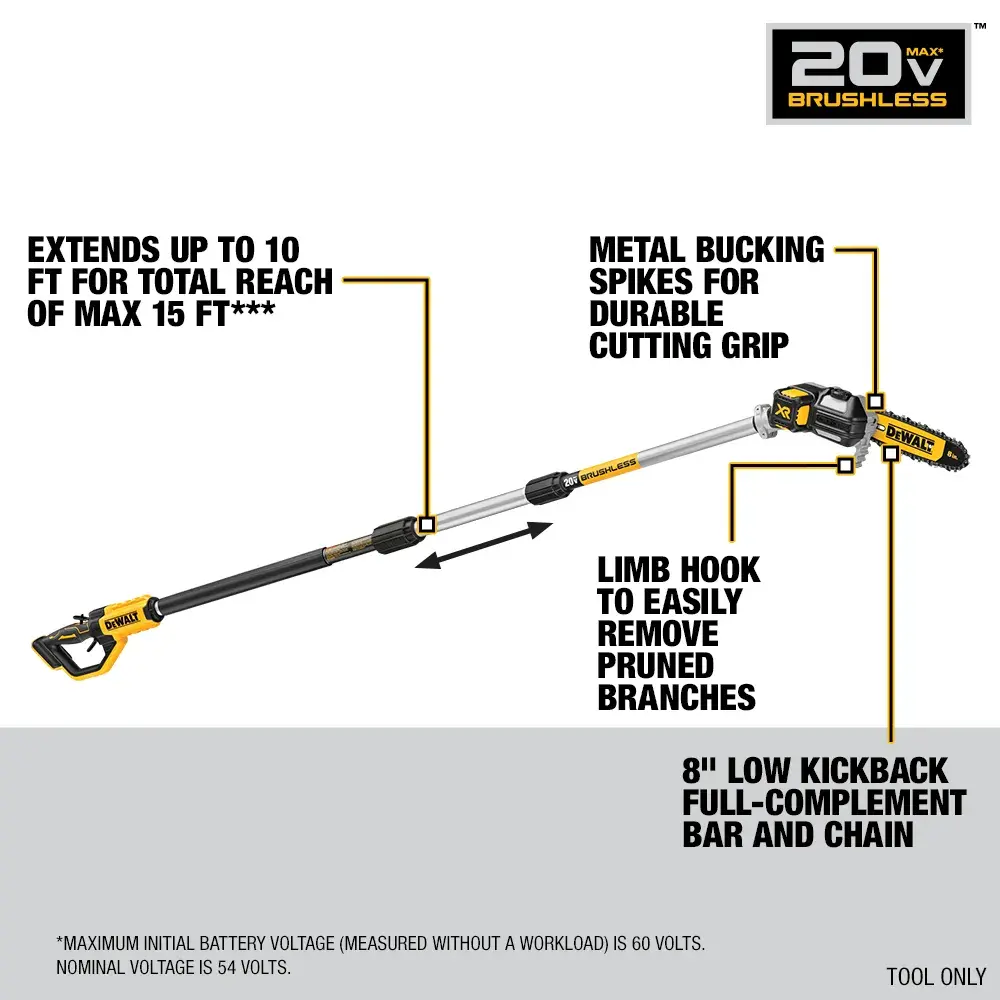 DEWALT® 20V MAX* XR brushless cordless pole saw (tool only)